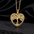 Dettaglio del ciondolo a cuore albero della vita dorato con gemme multicolore - Stile S Oro
