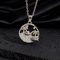 Dettaglio macro della collana Albero della Vita argento con palme e zirconi incastonati - Stile U Argento