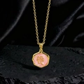 Exquisito collar con colgante hexagonal de girasol chapado en oro sobre elegante seda negra - Estilo Hexágono Rosa Rosada (B)