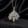 Collana albero della vita in argento con cerchi intrecciati su seta nera elegante - Stile Argento A1