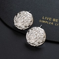 Macro detail of silver starburst earrings with hammered texture and zircon insets - Silver Hammered Texture Stud Style(C)