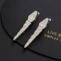 Elegante Schlangenohrringe in Silber mit funkelndem Zirkonia im langen Tropfendesign - Silberner Stil (B)