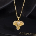 Elegant gold-plated elephant pendant necklace encrusted with micro-pave zircons - Gold Full Zirconia Style (D)