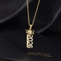 Elegant 2026 graduation cap necklace in gold finish with sparkling white crystals - Academic Cap 2026 Hollow Style (D)