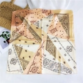 Foulard quadrato di seta da 58cm con stampa paisley beige e arancio stile bohémien - Beige Arancione Paisley (2)
