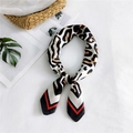 Elegant leopard print silk scarf with black and red geometric borders on white base - White Black Symmetrical Leopard