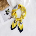 Elegant mustard yellow paisley silk square scarf with satin finish and floral pattern - Paisley Yellow