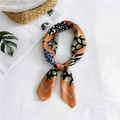 Silk neck scarf with leopard and snake prints in orange and brown tones - Leopard Orange