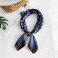 Blue paisley square silk scarf with geometric patterns and vintage floral motifs - Paisley Navy Grid