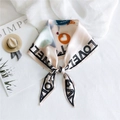 Pink satin diamond scarf featuring LOVE letters and heart print for bags and neck - Love Mouse Apricot