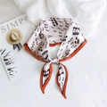 Rhombic silk scarf featuring music notes print and orange edges for handbag decor - Musical Note Orange Edge