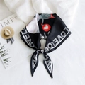 Diamond silk scarf with LOVE print in black and white finish for bag styling - Love Mouse Black