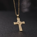 Collana con ciondolo a croce placcata oro con micro zirconi su catena a maglie sottili - Stile Zircone a Stella (Style C)