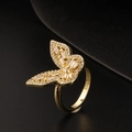 Bague ajustable en argent S925 plaqué or 18K avec papillon en zircon scintillant - Style U-S925 Argent Plaqué Or Zircon Baguette Papillon