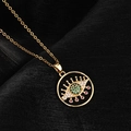 Collar de Ojo Turco dorado con circonitas de colores sobre fondo de seda negra - Golden Base Multicolor Zirconia Evil Eye (G)