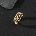 Detail of adjustable gold ring with pavé zircons and delicate white pearls chain - Fashion Chain Zircon Style (Q)