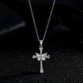 Hip-Hop Goldene Kreuzkette mit Markise-Zirkonia Anhänger für modebewusste Damen - Marquise Edelstein Silber Stil (U)