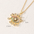Bohemian gold evil eye necklace with colorful zircons and five dangling crystal charms - Tassel Eye Style (N)