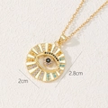 Close-up of bohemian evil eye pendant with colorful zircon stones and size dimensions - Multi-color Enamel Sunburst Style (M)