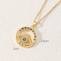 Macro shot of evil eye pendant with colorful gemstones showing 2.6cm by 2cm dimensions - Classic Round Evil Eye Style (J)