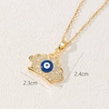 Bohemian gold evil eye pendant necklace with crown design and zircon stones for women - Crown Evil Eye Style (C)