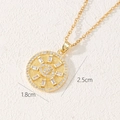Detailed size view of bohemian gold eye pendant necklace measuring 1.8cm in diameter - Sunburst Clear Gemstone Style (H)