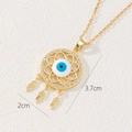 Detail of golden bohemian evil eye dreamcatcher pendant with feathers and crystals - Dreamcatcher Evil Eye Style (A)