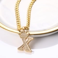 Collier couronne lettre X dorée serti de zircons avec chaîne cubaine épaisse - Lettre X