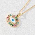 Collana con ciondolo occhio del male dorato con cristalli multicolore e smalto blu - Stile Zirconia a Grappolo Pupilla Blu (R)