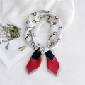 Equestrian style small square silk scarf with horsebit chain pattern in navy and red - Red Horsebit
