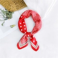 Red and white printed silk scarf featuring geometric star patterns and polka dots - 60CM / Red