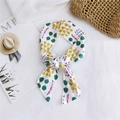 Foulard di seta bianco a pois gialli e verdi, nastro alla moda per borse e capelli - Motivo Cibo Bianco