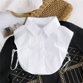 Col de chemise amovible blanc classique pour femme avec bretelles élastiques latérales - Col de chemise pointu blanc