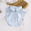 Light blue faux shirt collar with white buttons and adjustable side straps for women - Blue Pointed Shirt Collar