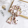 Pink heart-leaf pattern narrow silk scarf with elegant floral motif styling - Heart Leaf Pink