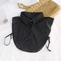 Black detachable false shirt collar with adjustable side straps and front buttons - Black Pointed Shirt Collar