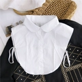 Faux col Peter Pan blanc en tissu uni avec boutons frontaux et sangles réglables - Col de chemise rond blanc
