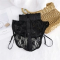 Faux col amovible pour femme en dentelle noire avec volants et sangles réglables - Col montant en dentelle à fleurs noir