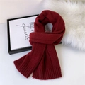 Thick burgundy ribbed knit scarf for women, warm winter accessory in wine red color - 26x170cm / Burgundy