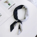 Elegante sciarpa in seta a righe grigie e nere con finitura liscia annodata - Cornice Grigio & Nero / 70cm