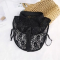 Col amovible en dentelle florale noire pour femme avec boutons et bretelles réglables - Col en dentelle à pois noir
