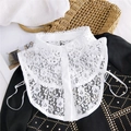 Faux col en dentelle blanche avec broderie florale et bretelles élastiques réglables - Col en dentelle cachemire blanc