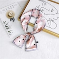Pink floral printed skinny silk scarf for women made of 100% polyester satin fabric - Glove & Hat Pink