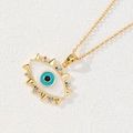 Colorful Evil Eye necklace with white enamel and multicolor zircon stones in gold finish - Spiked Enamel Eye Style (C)