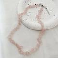 Pink natural irregular crystal stone necklace with silver adjustable lobster clasp - Pink