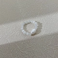 Baroque pearl and cat eye stone beaded ring with a vintage minimalist white aesthetic - White