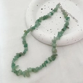 Irregular light green natural stone beaded necklace with adjustable silver lobster clasp - Green