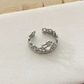 Silver crown hollow ring with wave patterns and an adjustable open band for women - US 7 / Steel