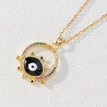 Collana malocchio placcata in oro con zirconi colorati e ciondolo in smalto nero - Stile Zirconia Multicolore Smalto Nero (N)