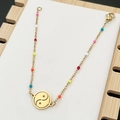 Bracciale Tai Chi in oro acciaio inox con accenti multicolori e chiusura a moschettone - Colorato